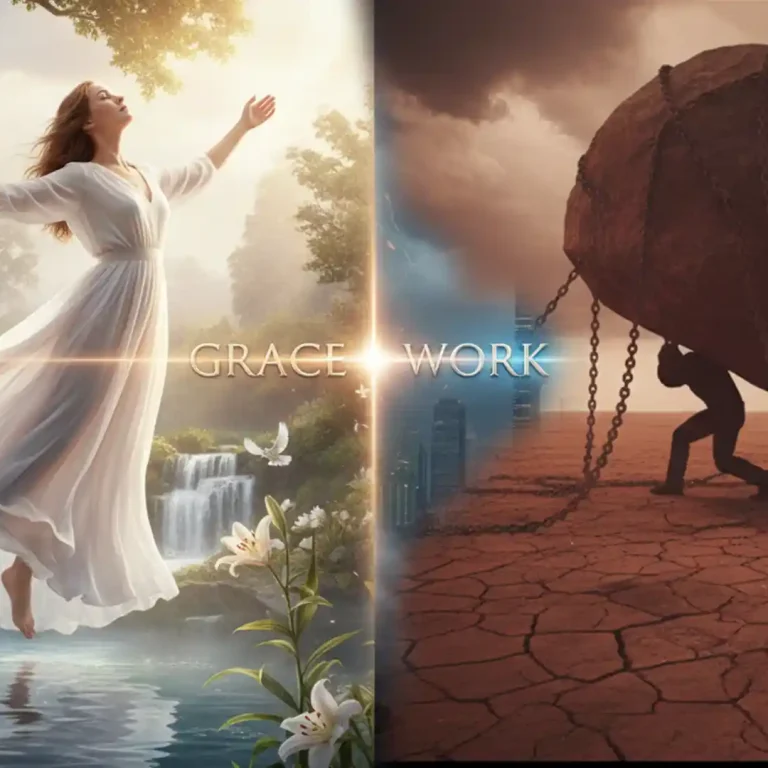 Strivings through works versus receiving grace illustration